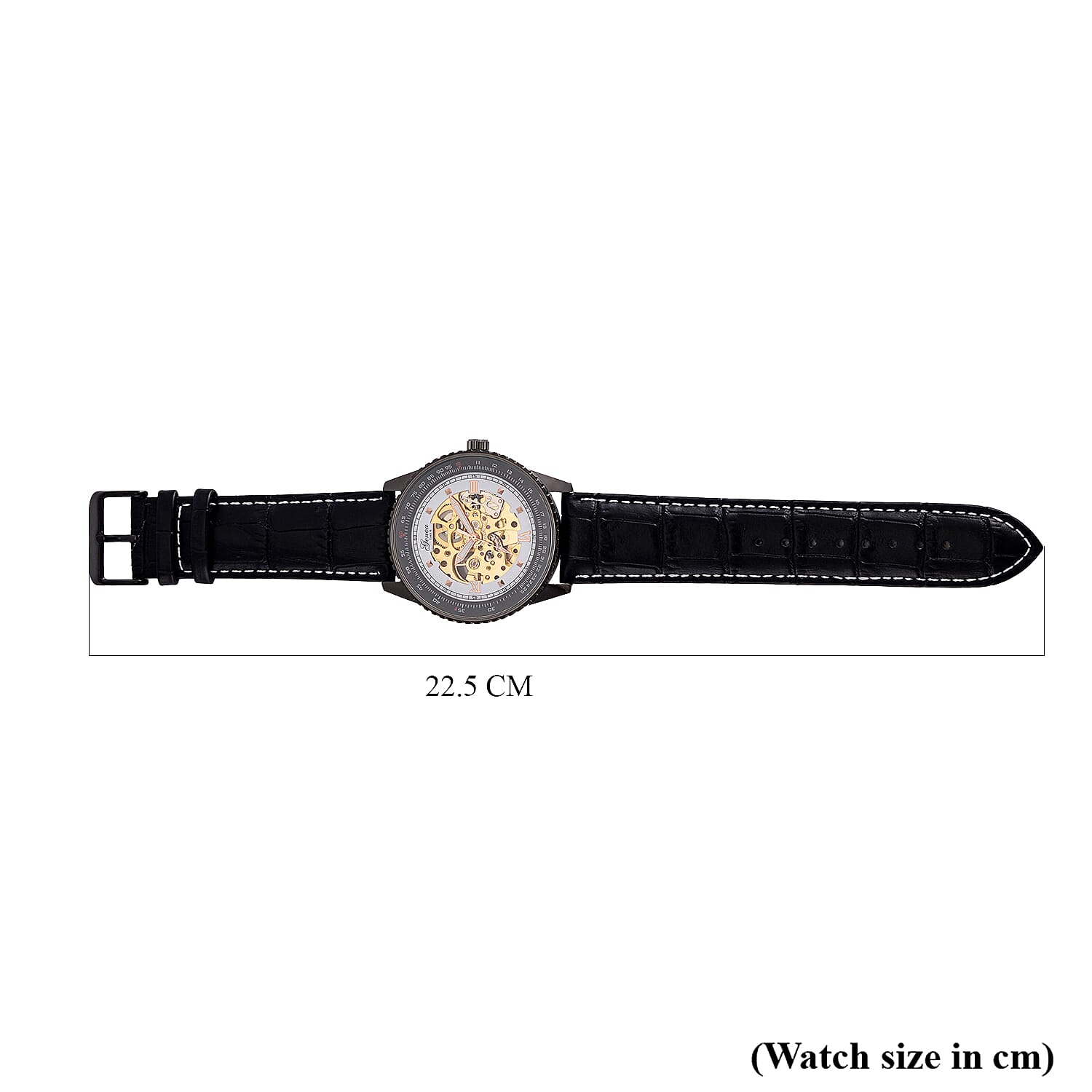 GENOA TIME V2 Automatic Movement Watch 3ATM Water Resistance With Skeleton Display Stylish Black Leather Strap 7792848 7