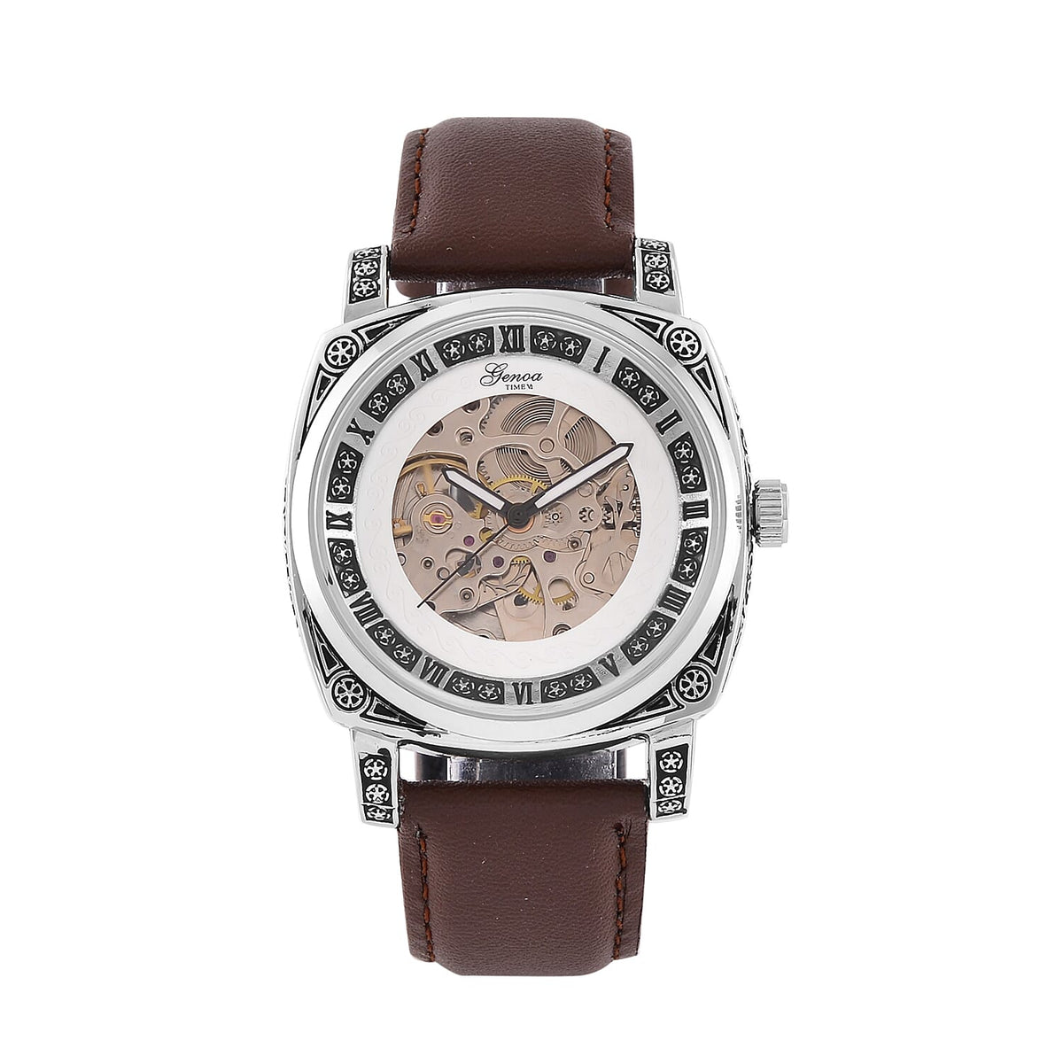 GENOA Automatic Mechanical Movement Leather Strap Watch 7826896 0
