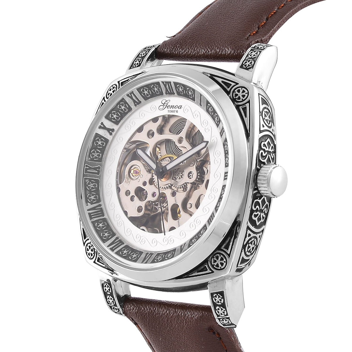 GENOA Automatic Mechanical Movement Leather Strap Watch 7826896 4