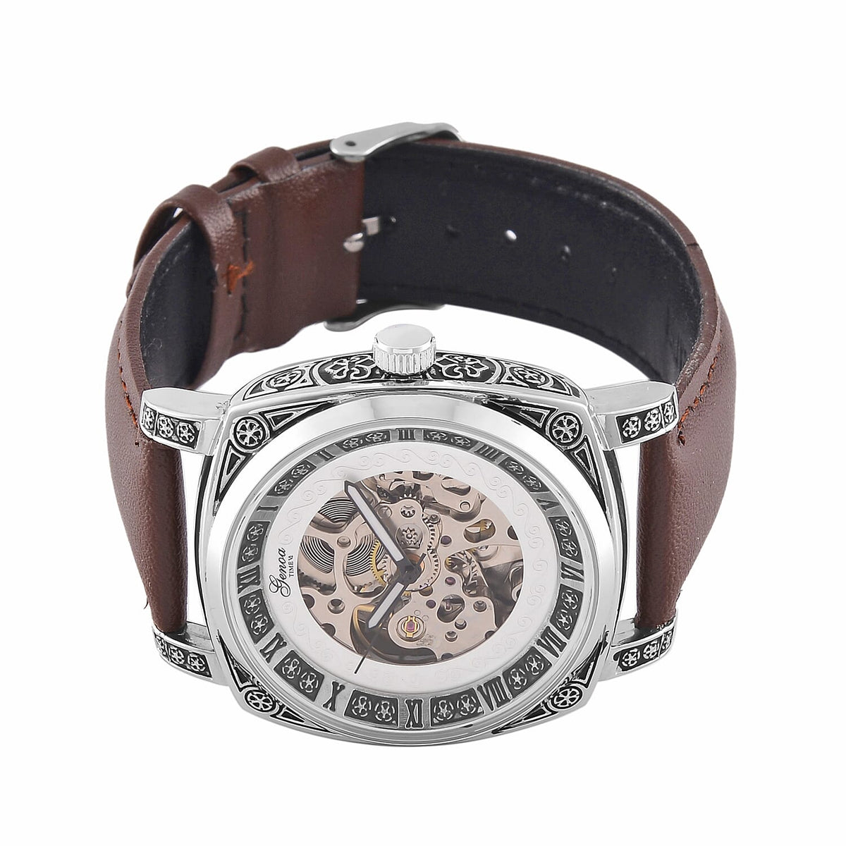 GENOA Automatic Mechanical Movement Leather Strap Watch 7826896 5