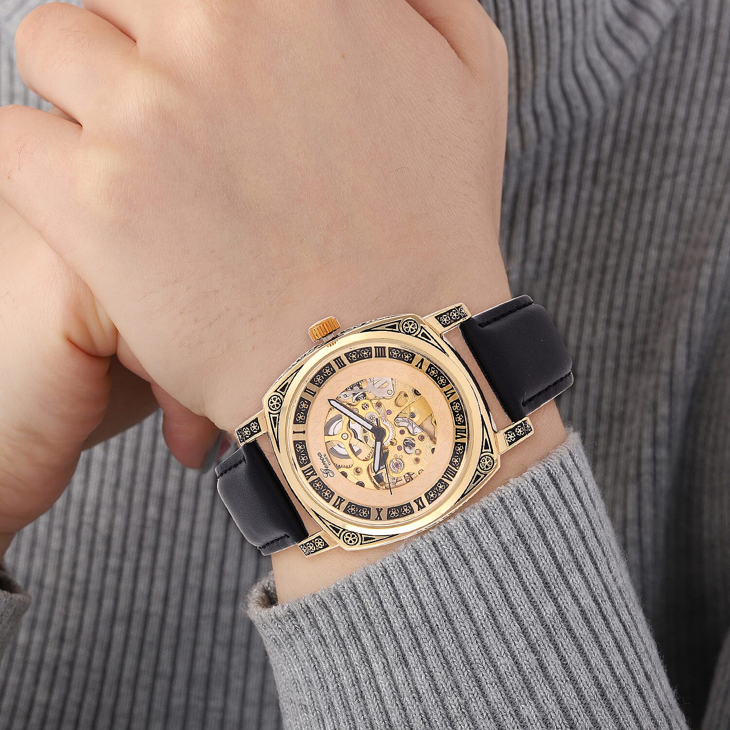 GENOA Automatic Mechanical Movement Skeleton Watch 7826899 2