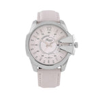 GENOA Japan Movt. 3ATM WR Silver Dial Watch with White Leather Strap