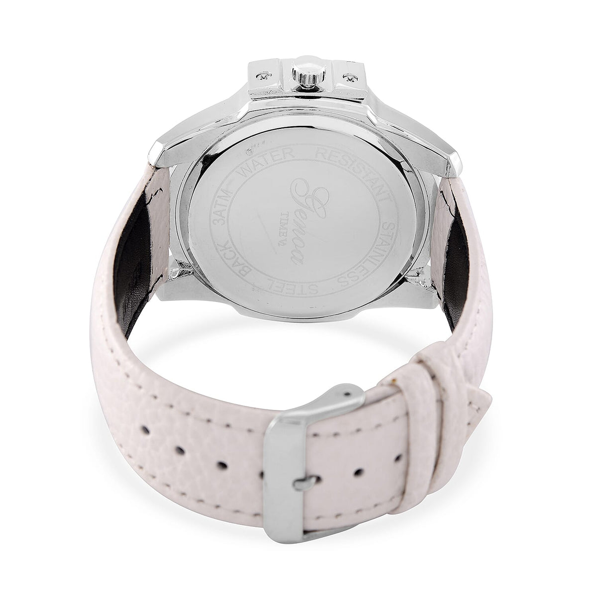 GENOA Japan Movt. 3ATM WR Silver Dial Watch with White Leather Strap 7843452 7