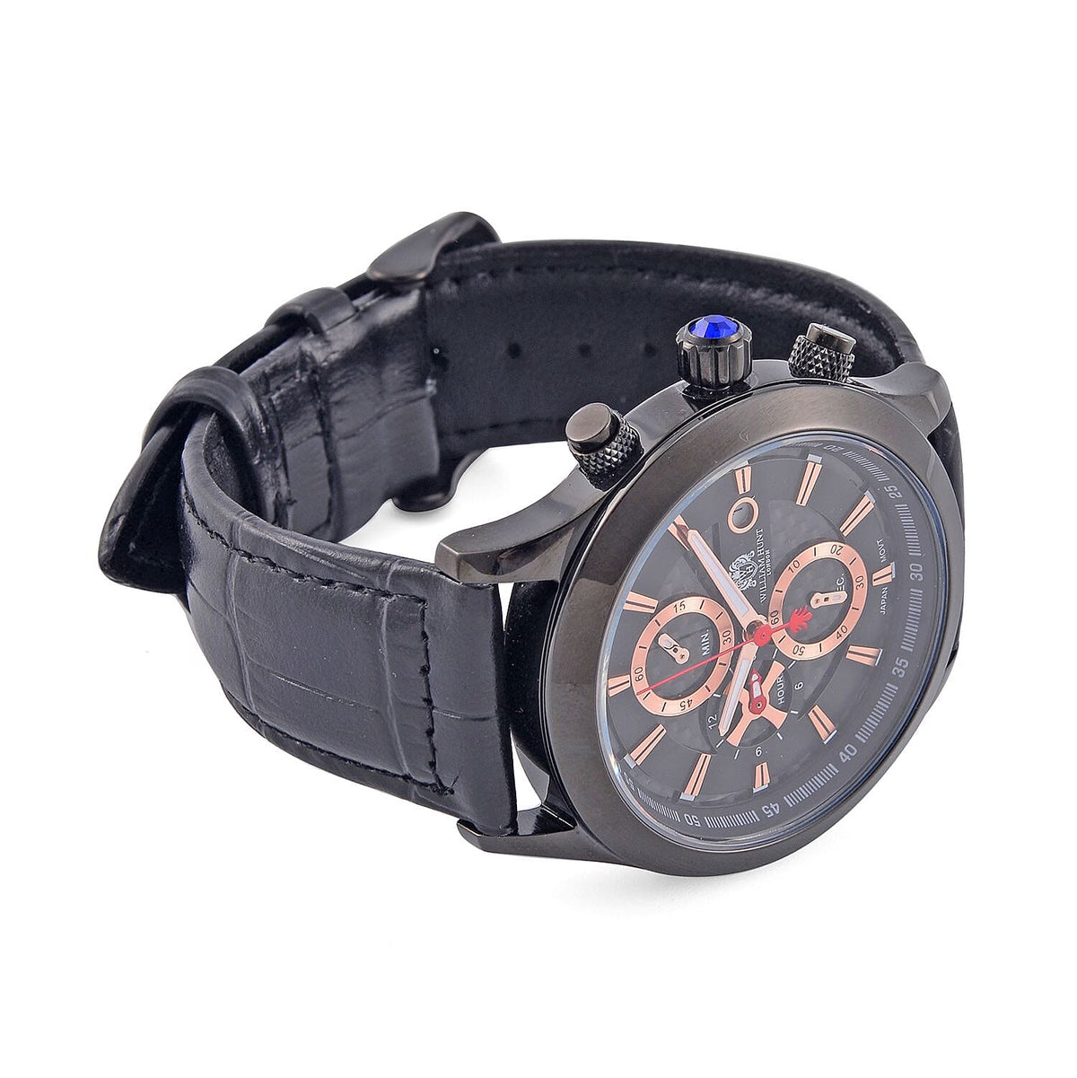 William Hunt Multifunction Japanese Movement Black Dial 5 ATM Water Resistant Watch with Black Leather Strap 7672010 5