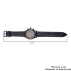 William Hunt Multifunction Black Dial 5 ATM Water Resistant Watch with Black Leather Strap