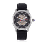 WILLIAM HUNT 5 ATM Water Resistant Automatic Movt. Watch in Silver Tone with Black Leather Strap