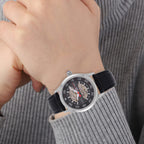 WILLIAM HUNT 5 ATM Water Resistant Automatic Movt. Watch in Silver Tone with Black Leather Strap