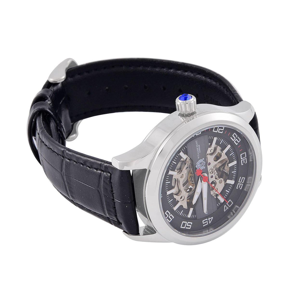 WILLIAM HUNT 5 ATM Water Resistant Automatic Movt. Watch in Silver Tone with Black Leather Strap 7703125 6