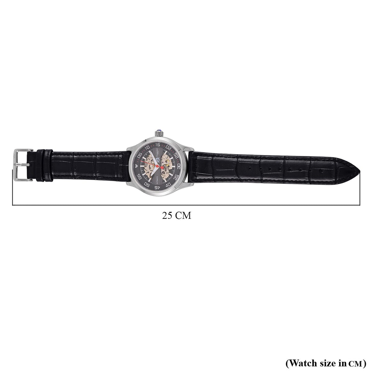 WILLIAM HUNT 5 ATM Water Resistant Automatic Movt. Watch in Silver Tone with Black Leather Strap 7703125 8