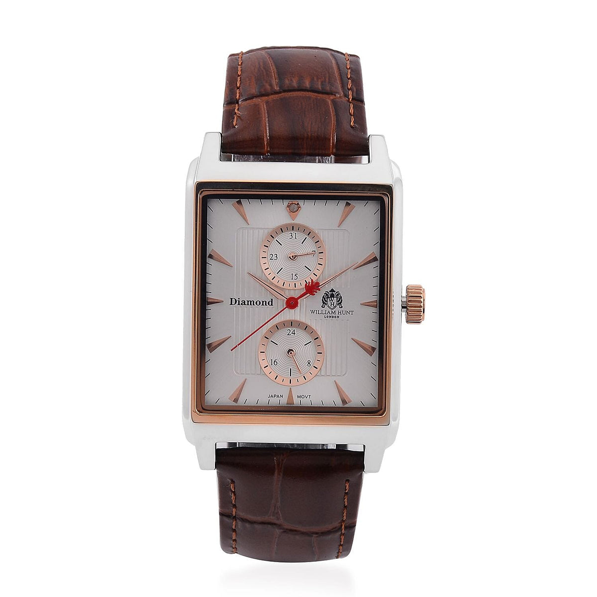 William Hunt Miyota Multifunctional Japan Movt. Watch with Brown Leather Strap 7721575 0