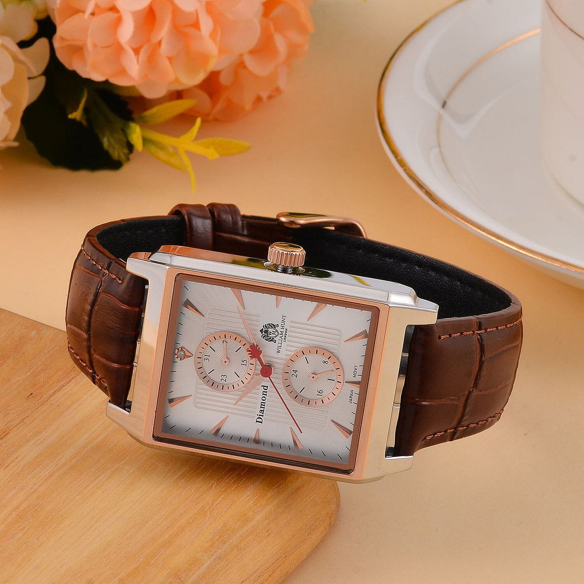 William Hunt Miyota Multifunctional Japan Movt. Watch with Brown Leather Strap 7721575 2
