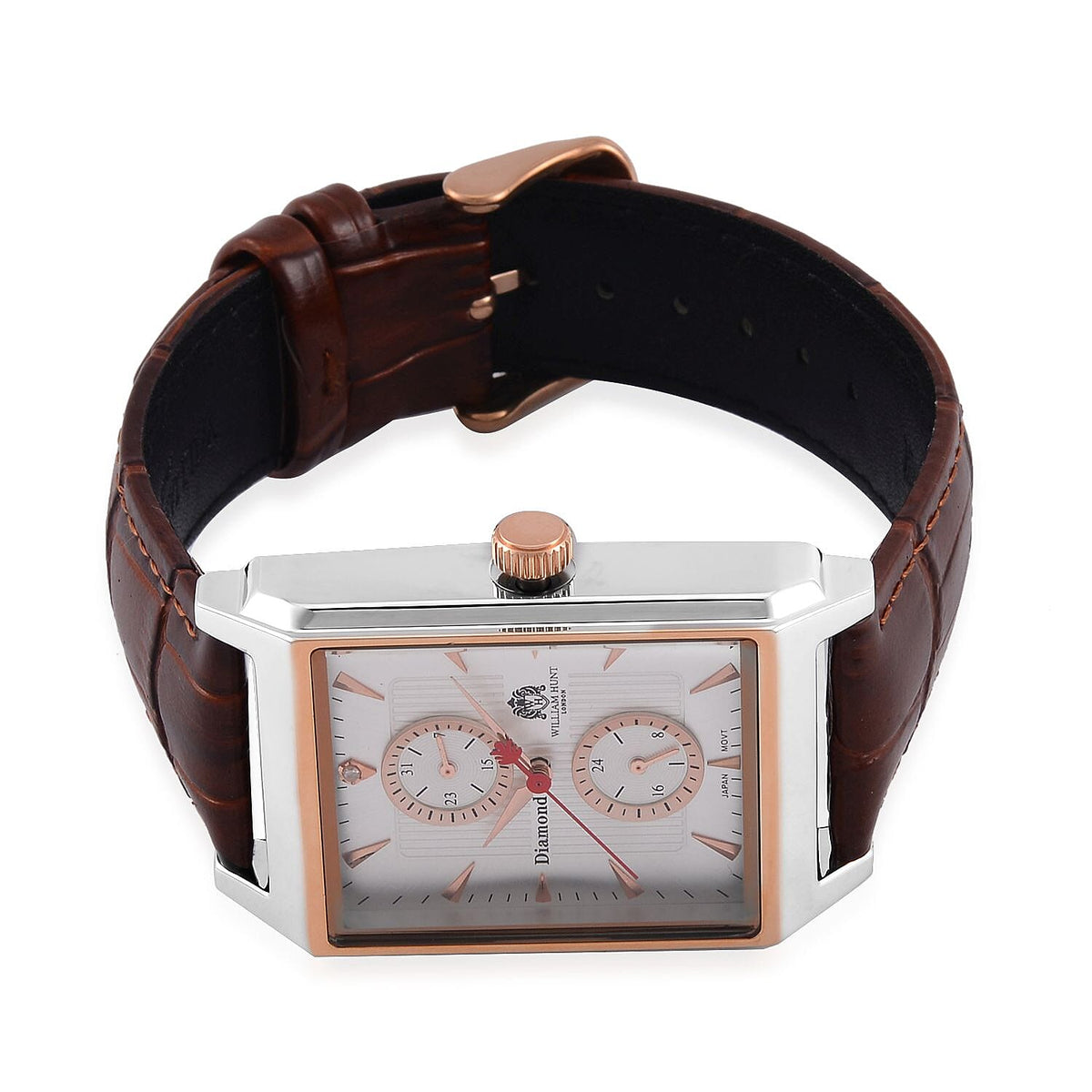 William Hunt Miyota Multifunctional Japan Movt. Watch with Brown Leather Strap 7721575 5