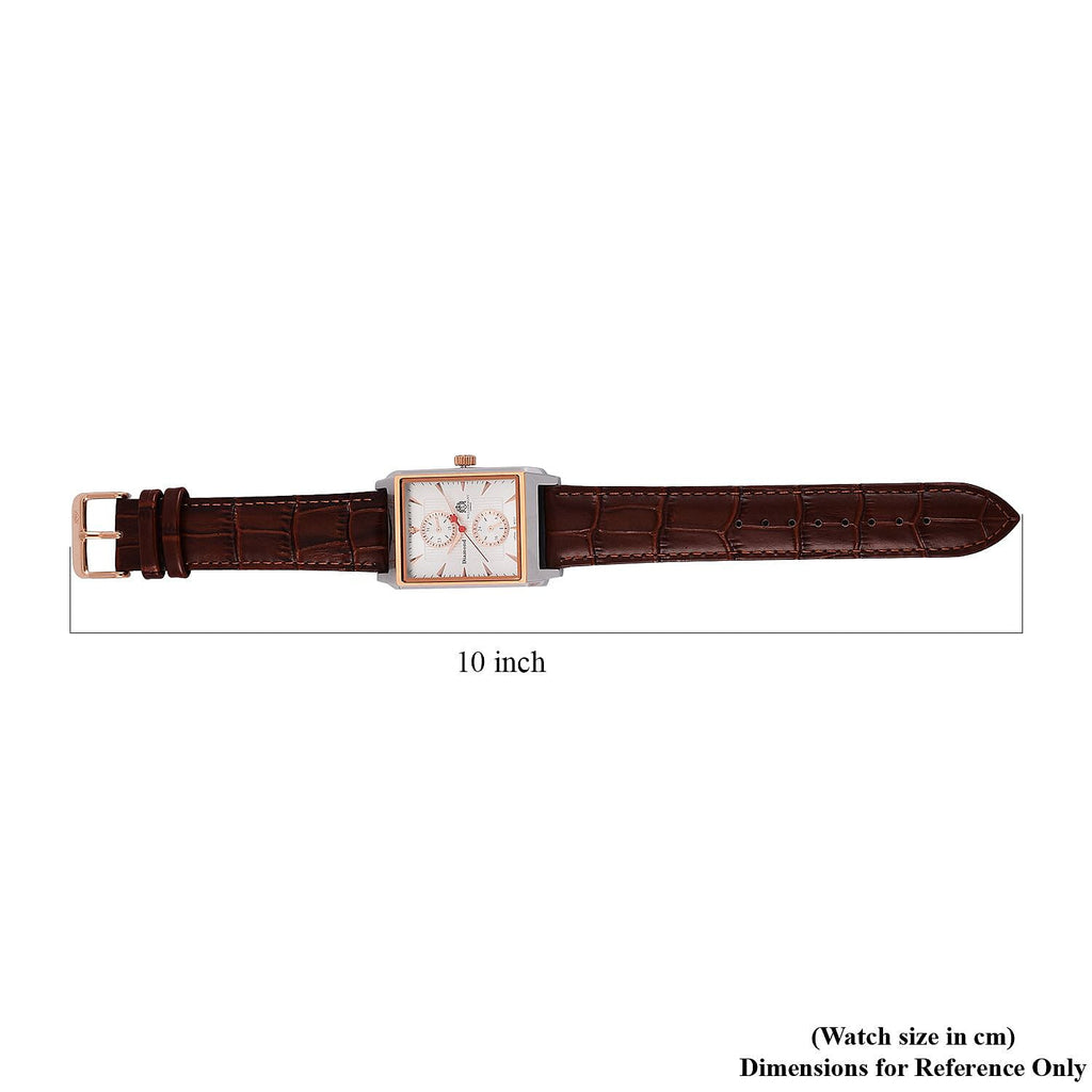 William Hunt Miyota Multifunctional White Dial 5 ATM WR Watch with Brown Leather Strap