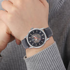 WILLIAM HUNT Automatic Movt. 5 ATM Water Resistant Watch With Skeleton Display - Black Leather Strap