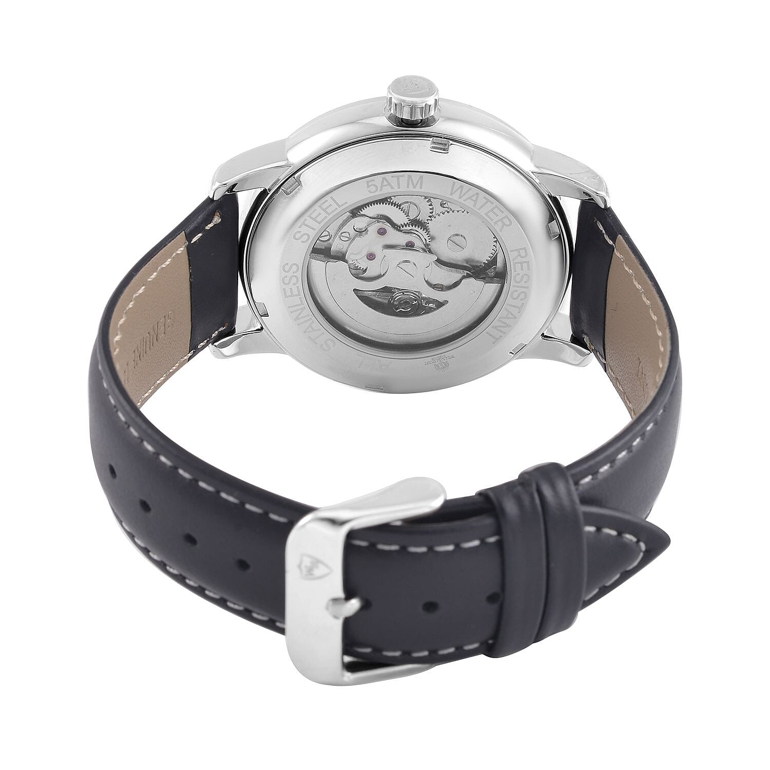 WILLIAM HUNT Automatic Movement 5 ATM Water Resistant Watch With Skeleton Display &amp; Black Leather Strap 7606186 6