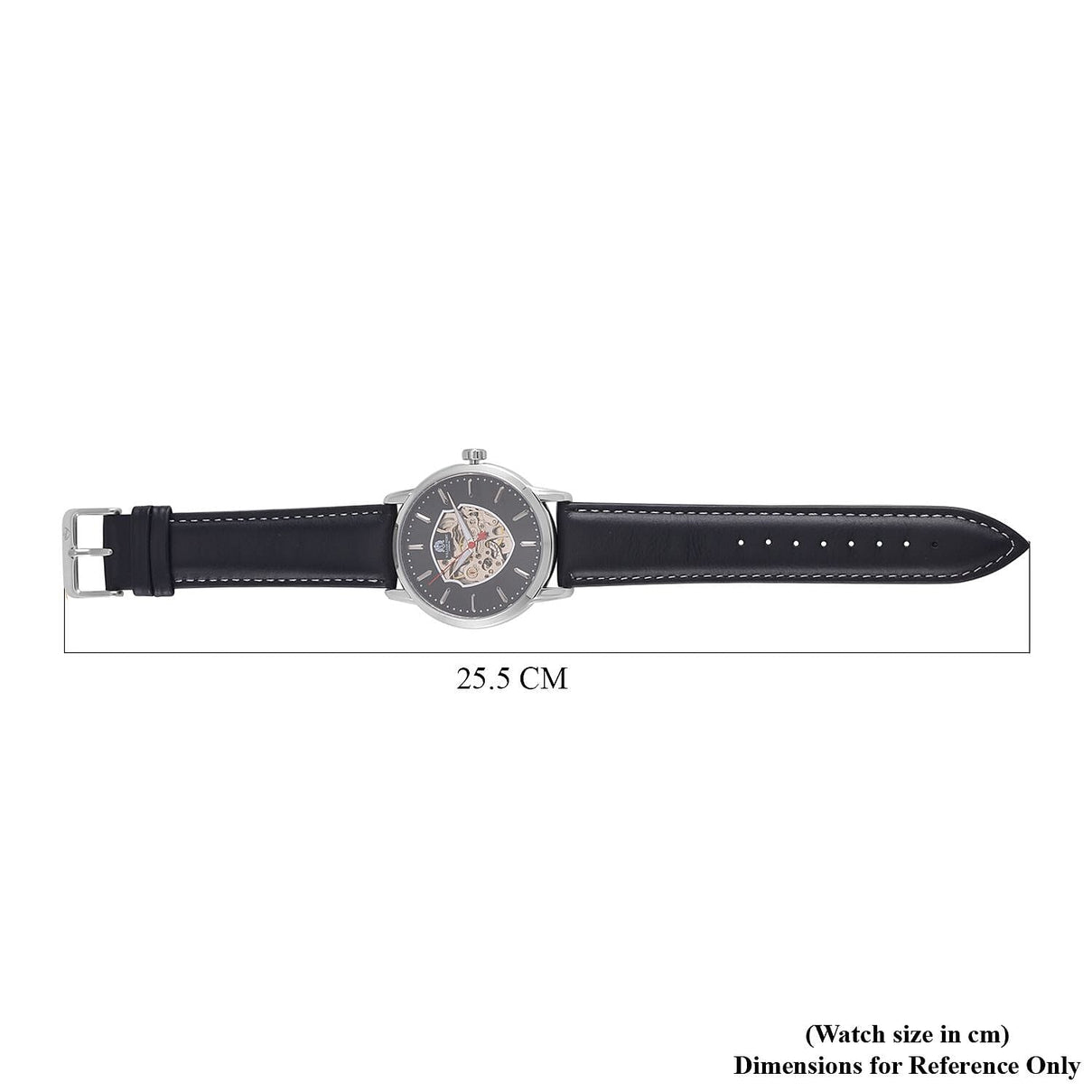 WILLIAM HUNT Automatic Movement 5 ATM Water Resistant Watch With Skeleton Display &amp; Black Leather Strap 7606186 7