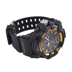 GENOA Time V2 Dual Japanese Movement Black Dial Gold Scale 5 ATM Water Resistant Watch With Black Stainless Steel & Leatherette Strap