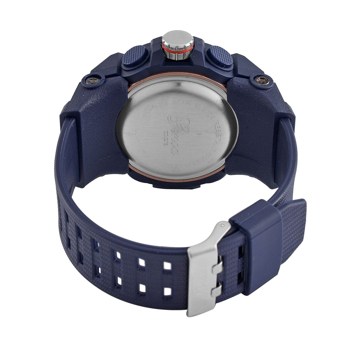 GENOA Japanese Movement Blue Dial 5 ATM Water Resistant Dual Display Watch with Stopwatch, Alarm, Night Light &amp; Blue Leatherette Strap in Rose Gold Tone 7625371 5