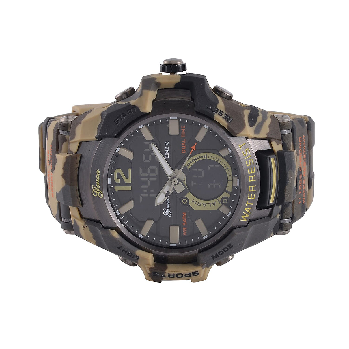 Genoa Black Literal Khaki Dial 5 ATM Water Resistant Watch with Khaki Camouflage Leatherette Strap 7625385 3