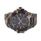 Genoa Black Literal Khaki Dial 5 ATM Water Resistant Watch with Khaki Camouflage Leatherette Strap
