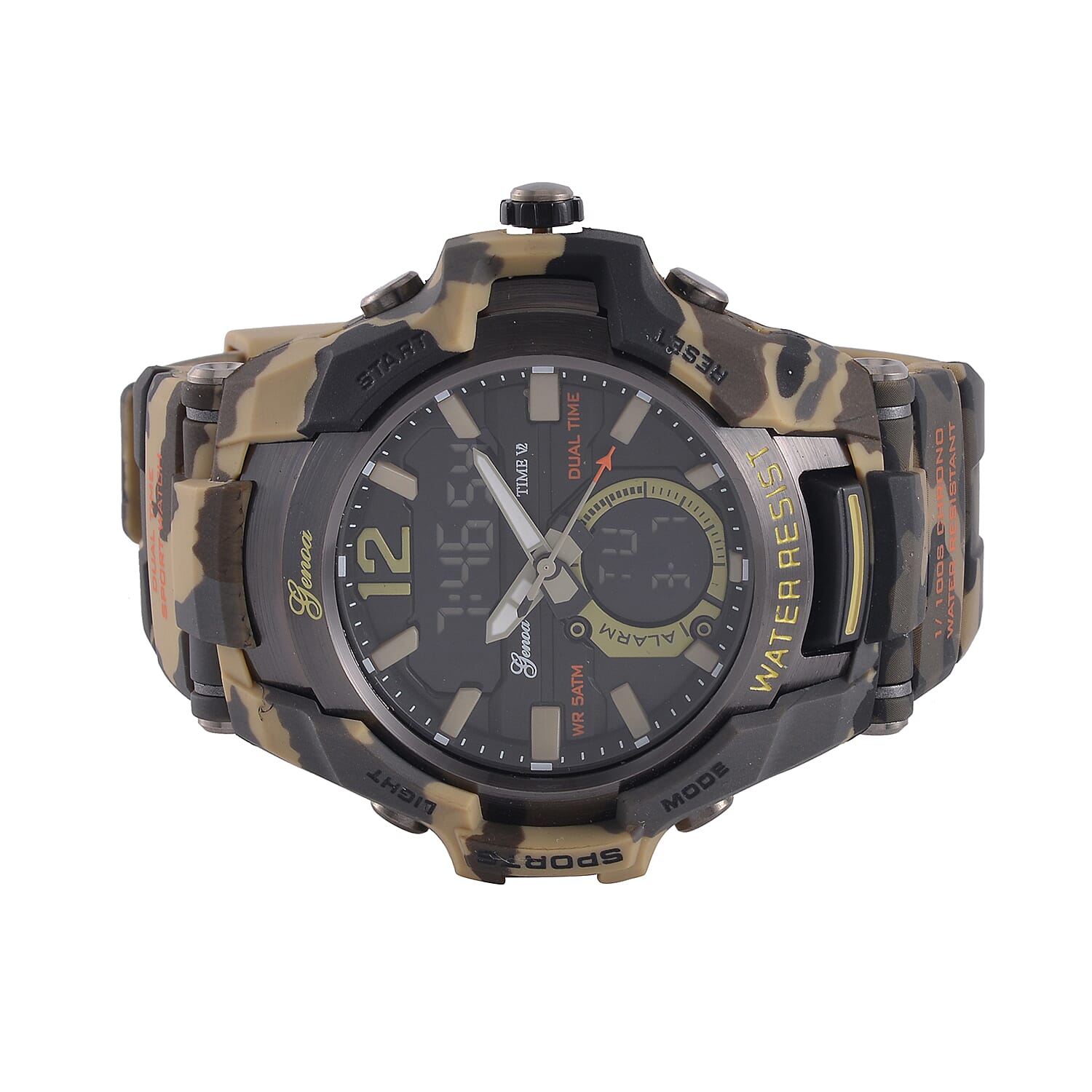 Genoa Black Literal Khaki Dial 5 ATM Water Resistant Watch with Khaki Camouflage Leatherette Strap 7625385 3