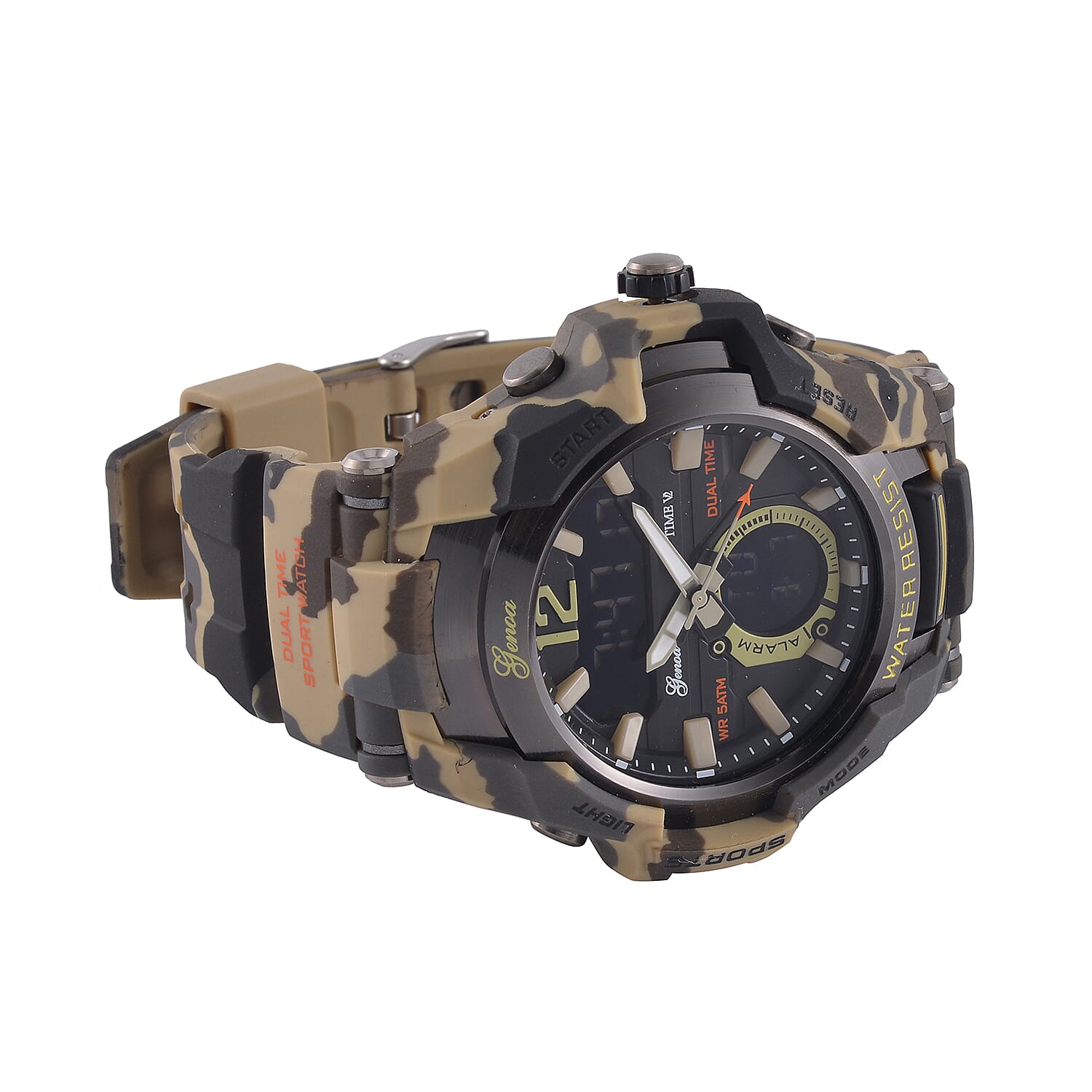 Genoa Black Literal Khaki Dial 5 ATM Water Resistant Watch with Khaki Camouflage Leatherette Strap 7625385 4