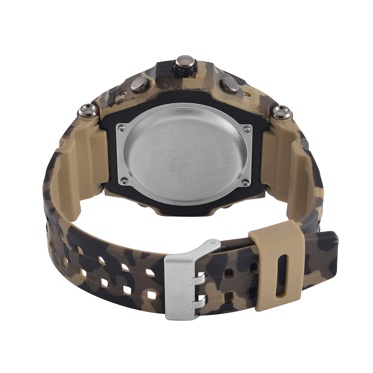 Genoa Black Literal Khaki Dial 5 ATM Water Resistant Watch with Khaki Camouflage Leatherette Strap 7625385 5