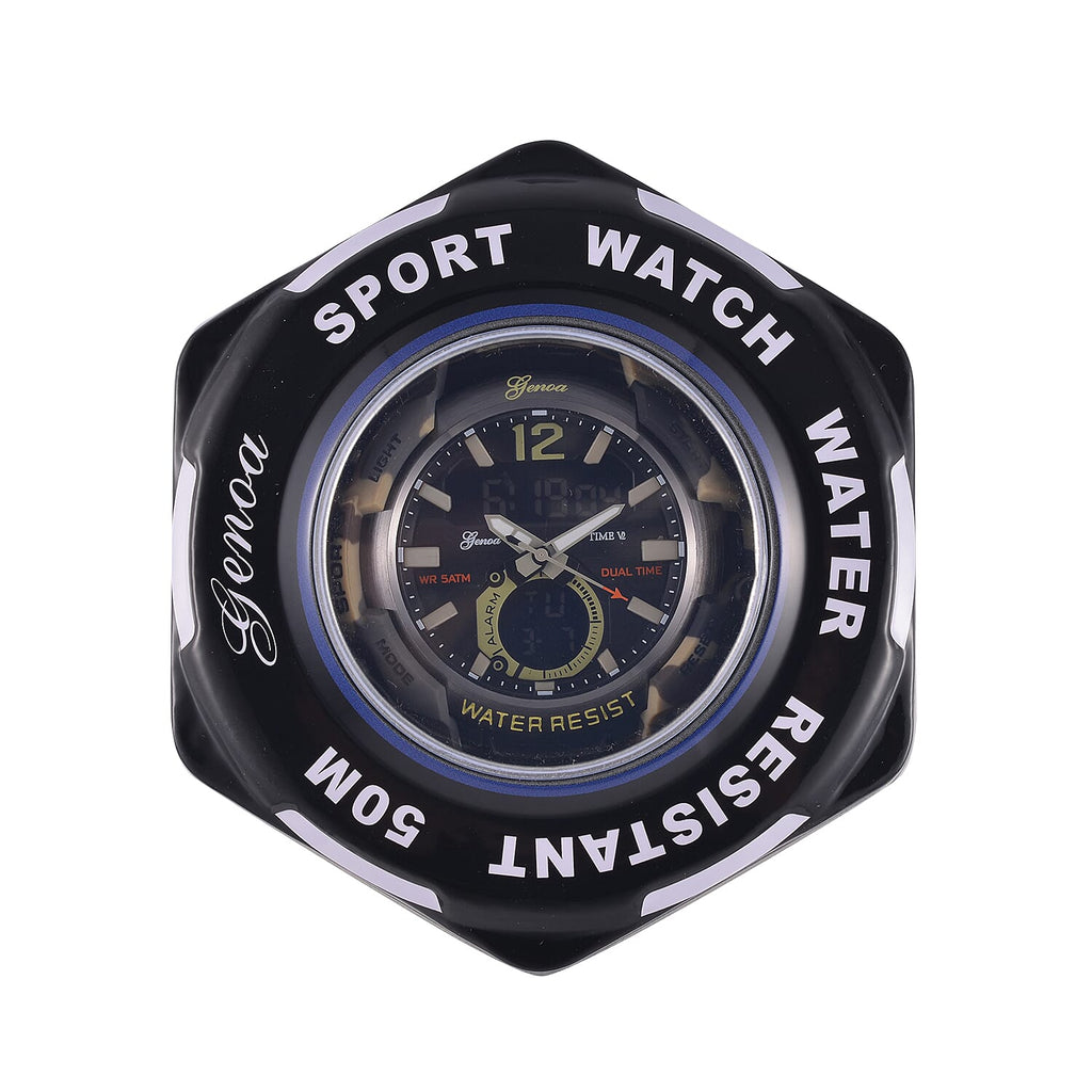 Genoa Black Literal Khaki Dial 5 ATM Water Resistant Watch with Khaki Camouflage Leatherette Strap