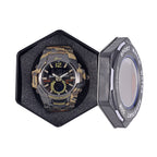 Genoa Black Literal Khaki Dial 5 ATM Water Resistant Watch with Khaki Camouflage Leatherette Strap
