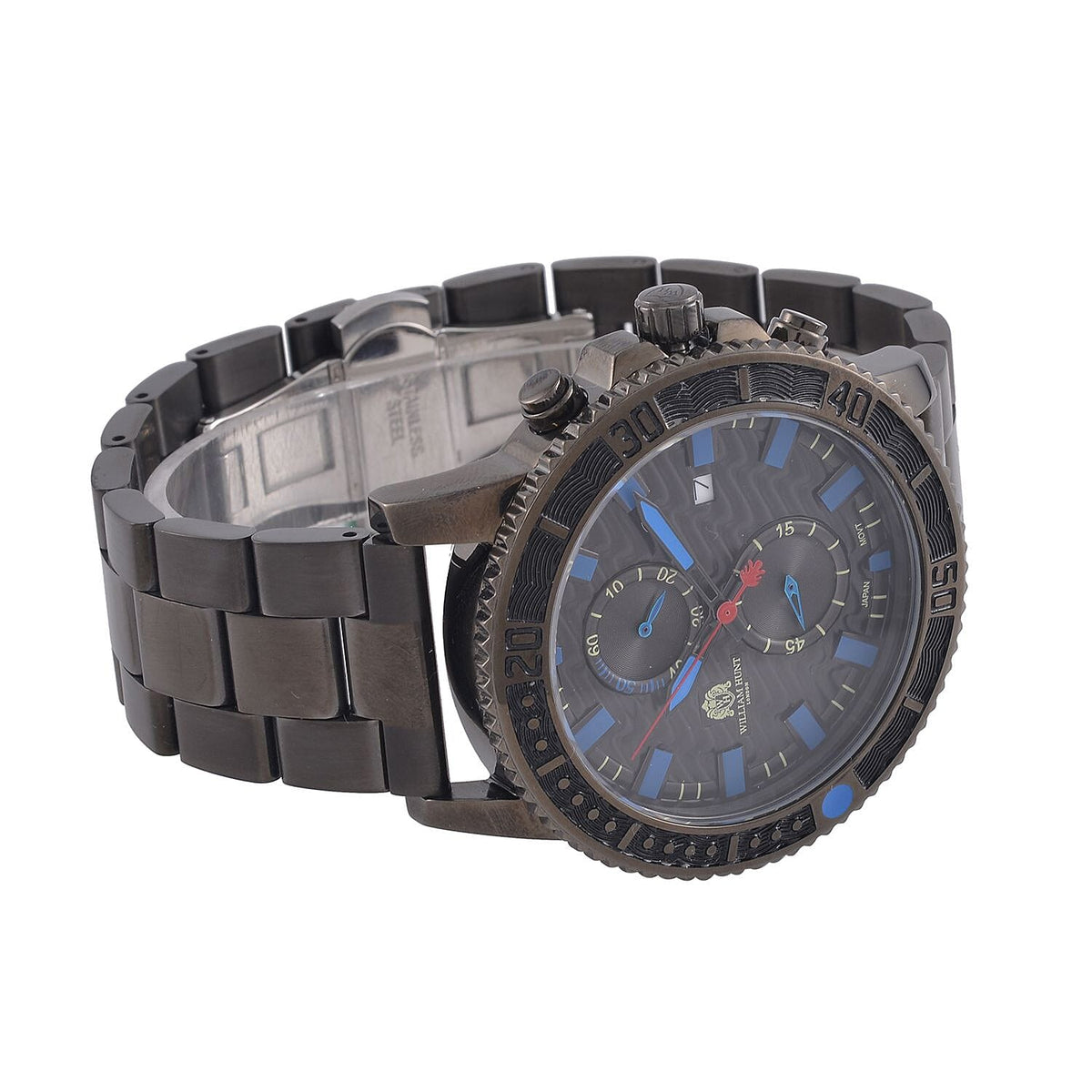 WILLIAM HUNT 45 mm Wave Dial 5ATM Water Resistant Stainless Steel Watch - Black 7606162 6