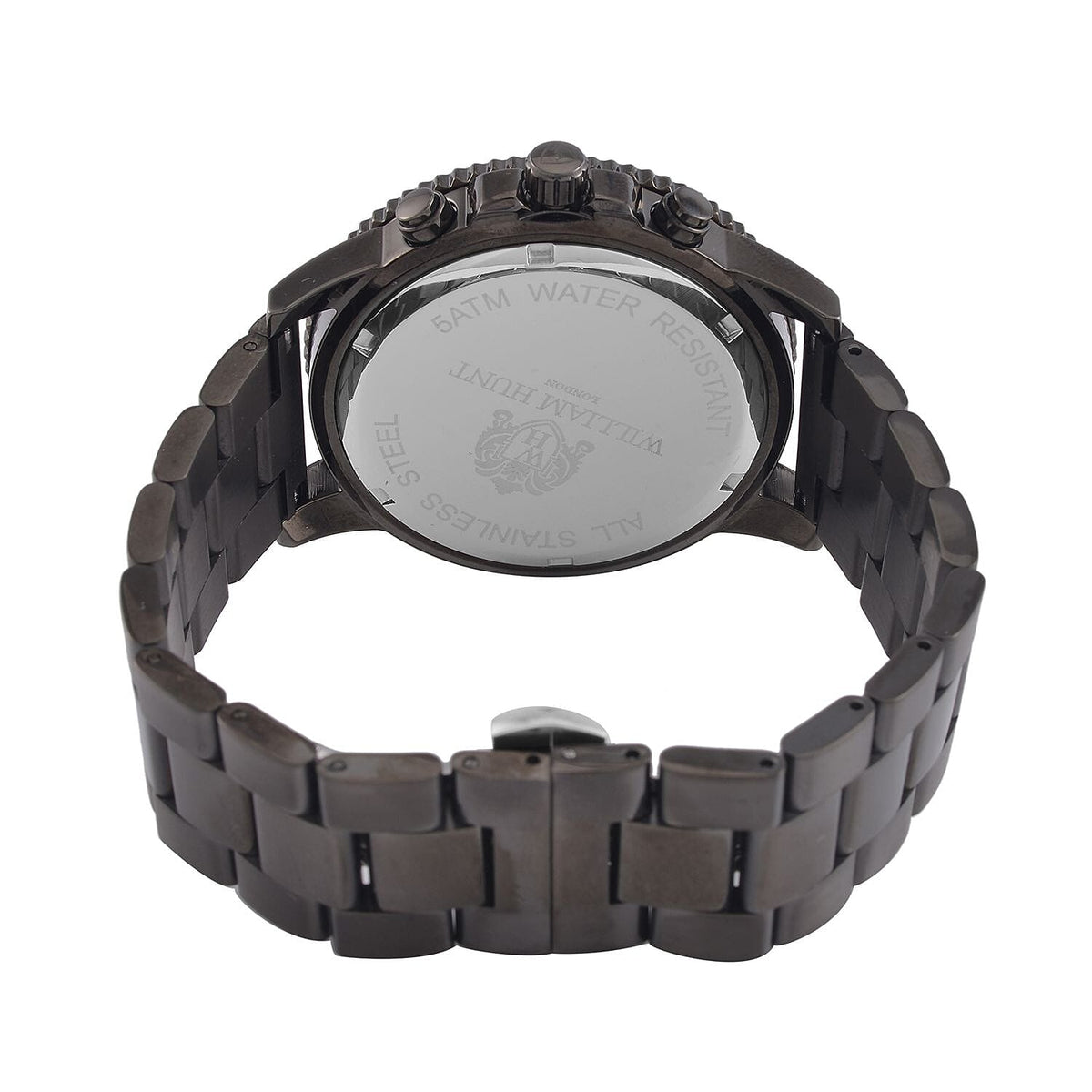 WILLIAM HUNT 45 mm Wave Dial 5ATM Water Resistant Stainless Steel Watch - Black 7606162 7