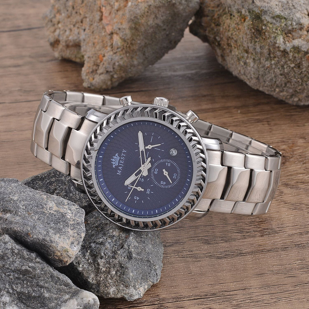 MAJESTY Multifunction Movement Blue Dial 3 ATM Water Resistant Watch with Stainless Steel Chain Strap in Silver Tone 7662863 2