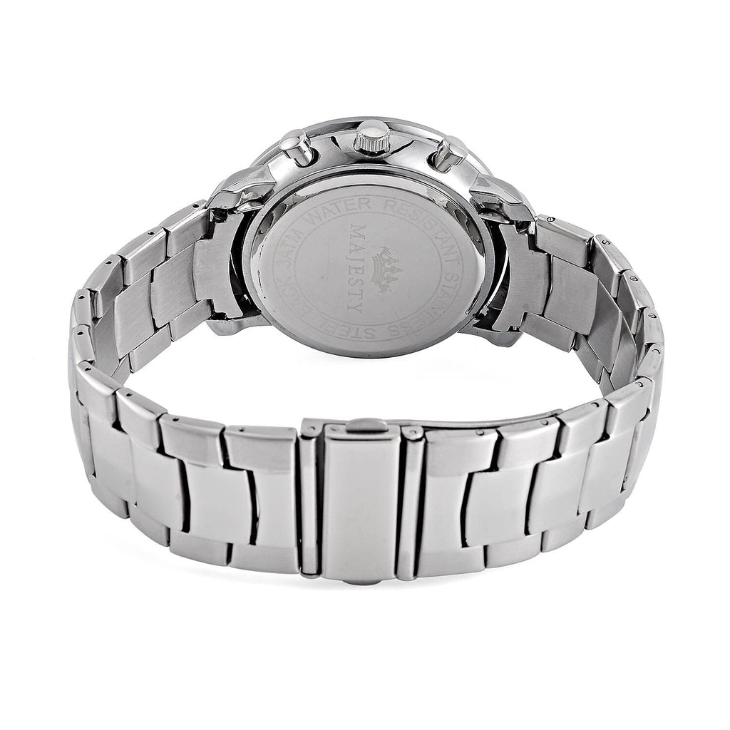 MAJESTY Multifunction Movt. Blue Dial 3 ATM Water Resistant Watch with Stainless Steel Chain Strap in Silver Tone