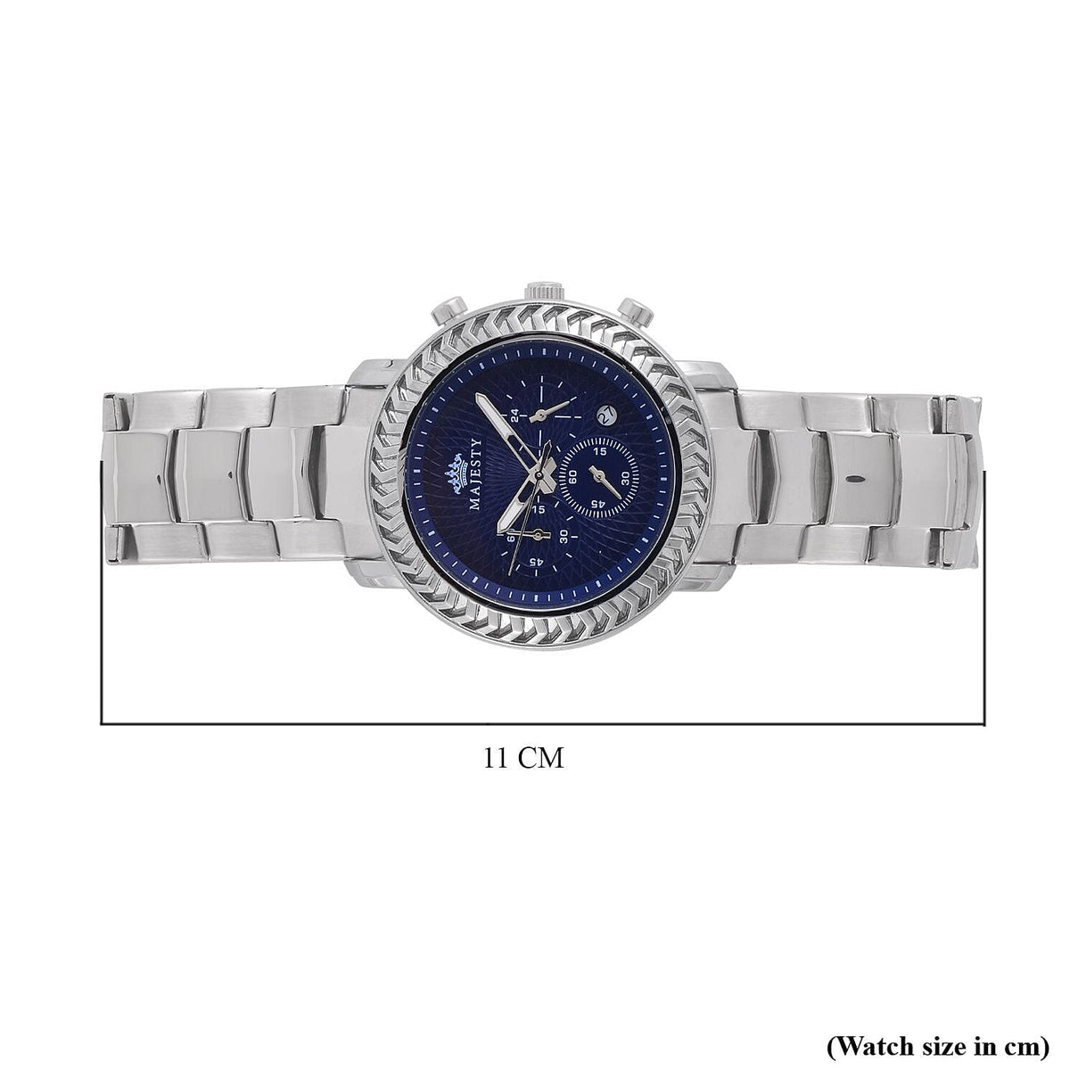 MAJESTY Multifunction Movement Blue Dial 3 ATM Water Resistant Watch with Stainless Steel Chain Strap in Silver Tone 7662863 7