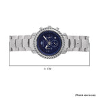 MAJESTY Multifunction Movt. Blue Dial 3 ATM Water Resistant Watch with Stainless Steel Chain Strap in Silver Tone