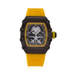 GENOA Japan Movt. 3ATM WR Black Dial Watch with Yellow Colour Strap