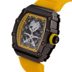 GENOA Japan Movt. 3ATM WR Black Dial Watch with Yellow Colour Strap