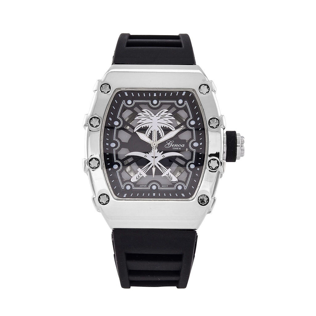 GENOA Japan Movt. 3ATM WR Black Dial Watch with Black Colour Strap