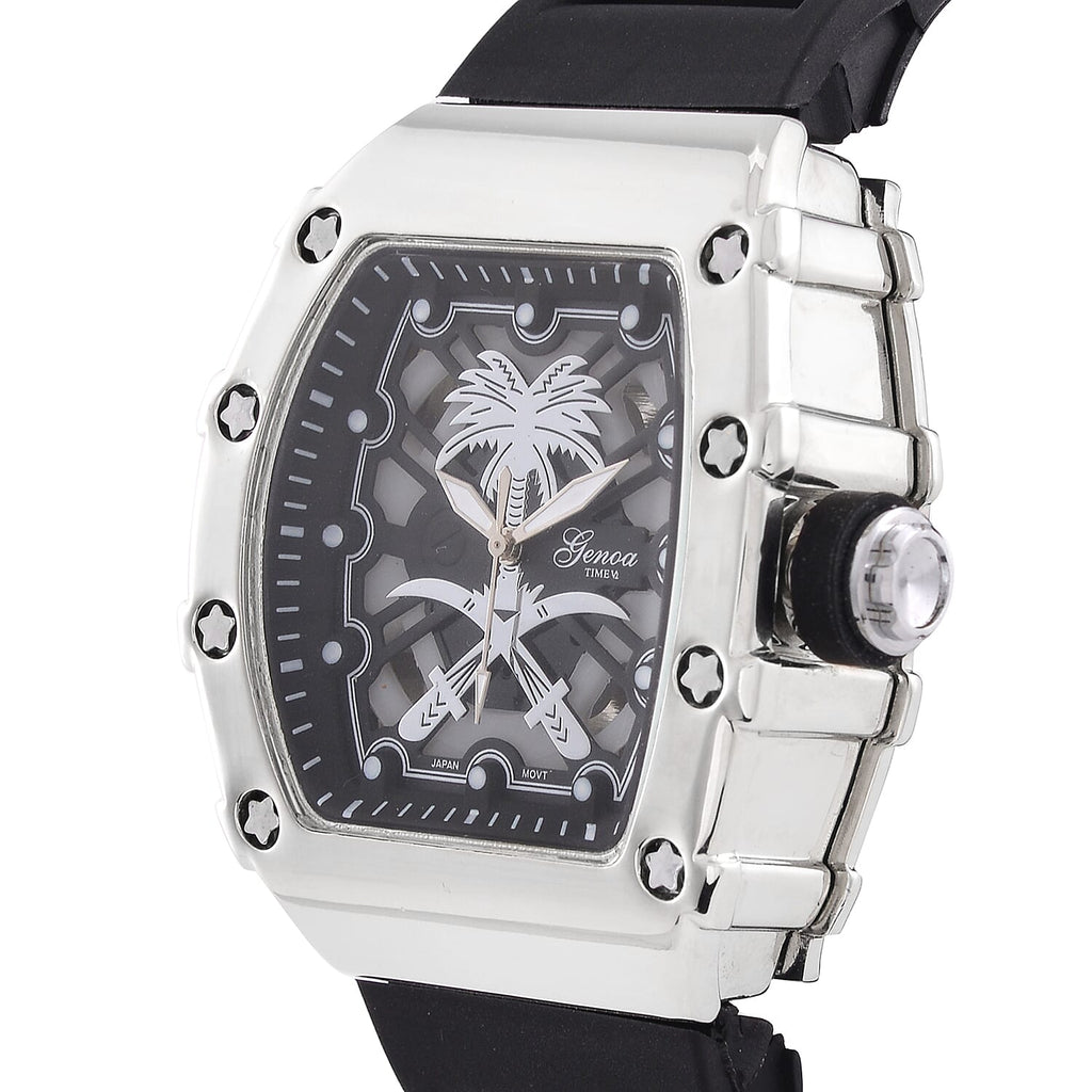 GENOA Japan Movt. 3ATM WR Black Dial Watch with Black Colour Strap
