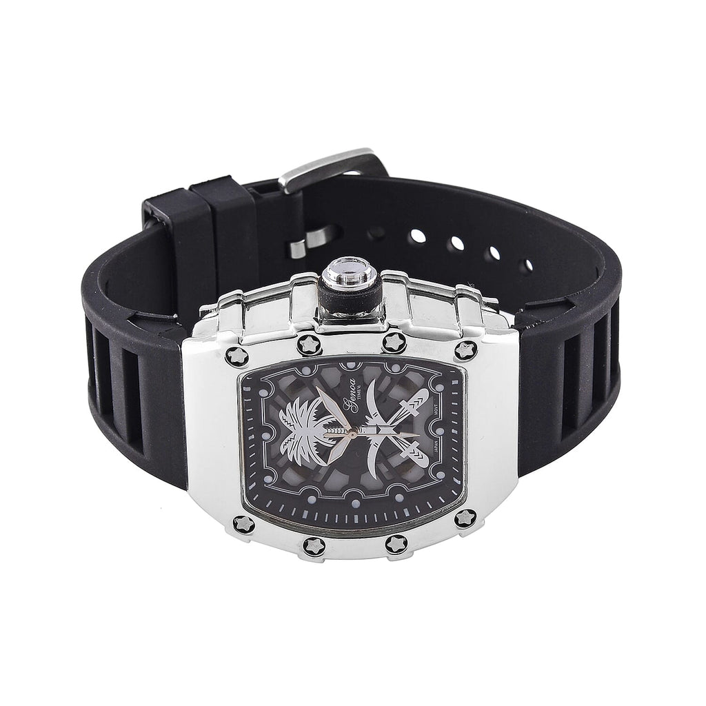 GENOA Japan Movt. 3ATM WR Black Dial Watch with Black Colour Strap