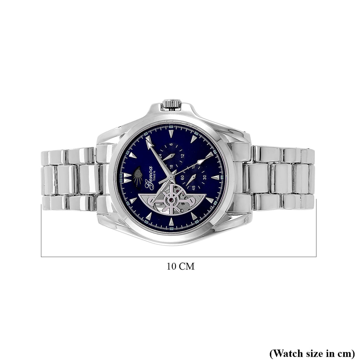 New Launch - GENOA TIME V2 Automatic Mechanical Multifunction Movt. Watch with Stainless Steel Strap Exhibition Back Water Resistant - Silver 7689717 7