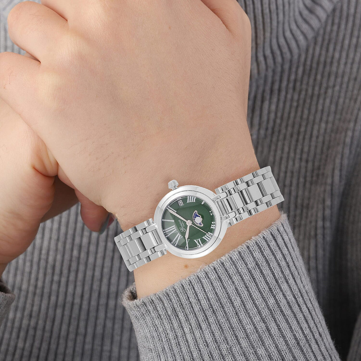 GENOA TIME V2 Green Dial Stainless Steel Watch - Seiko Japan Movement 7802646 3