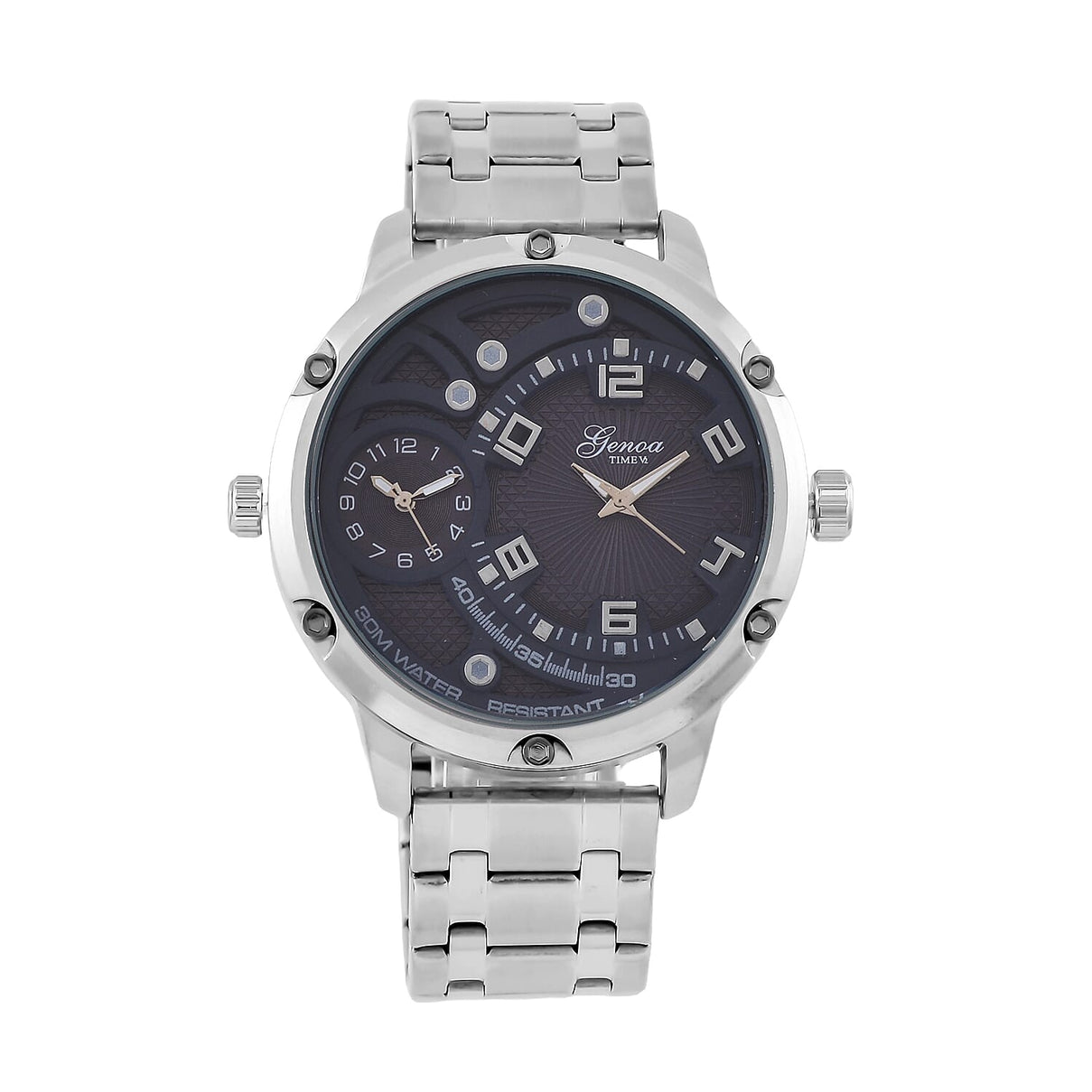 GENOA Japan Movt 3ATM WR Blue Dial Watch with Stainless Steel Chain Strap 7810817 0