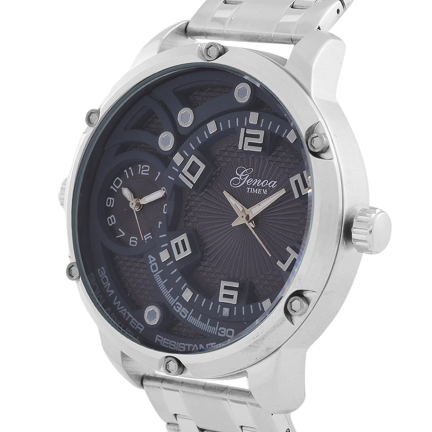 GENOA Japan Movt 3ATM WR Blue Dial Watch with Stainless Steel Chain Strap 7810817 3