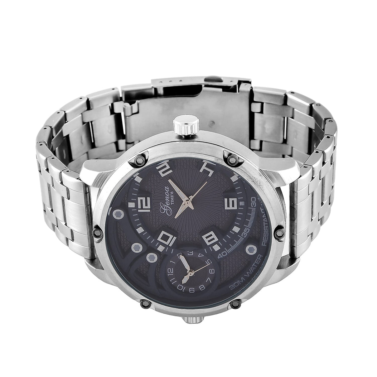 GENOA Japan Movt 3ATM WR Blue Dial Watch with Stainless Steel Chain Strap 7810817 4