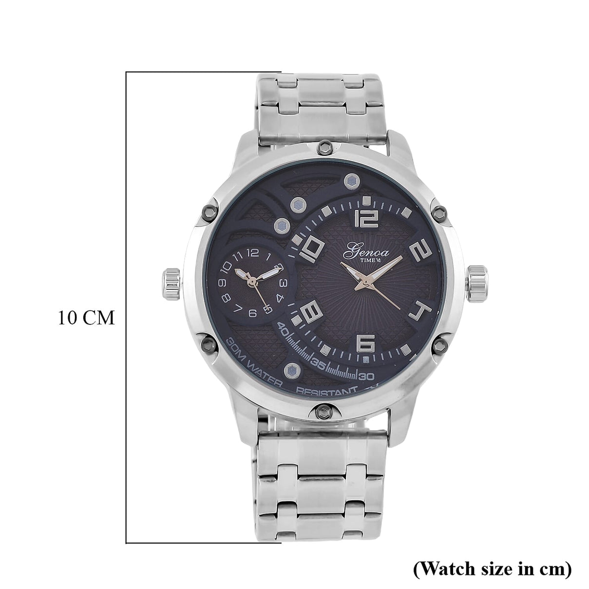 GENOA Japan Movt 3ATM WR Blue Dial Watch with Stainless Steel Chain Strap 7810817 7