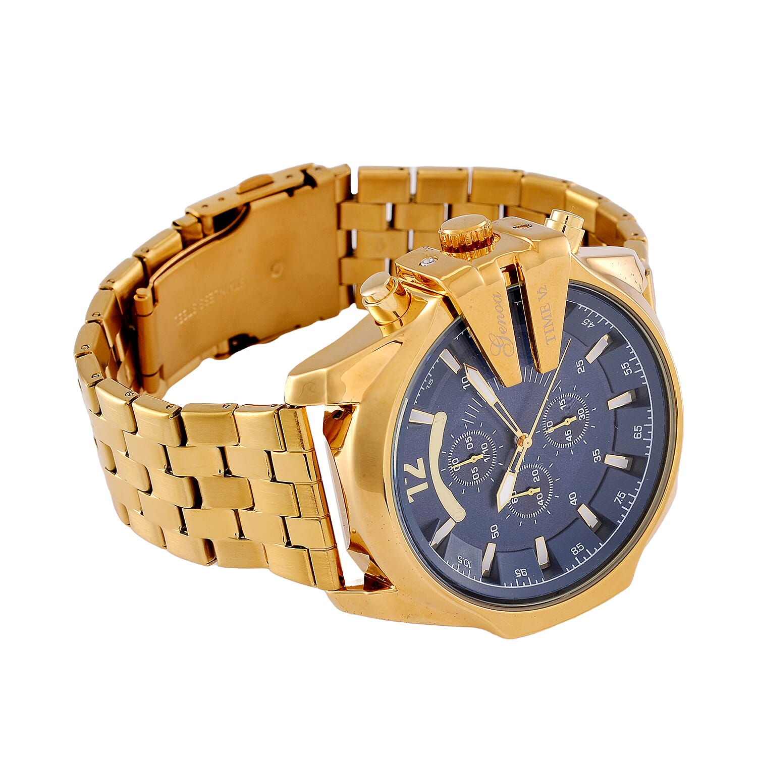 GENOA TIME V2 PE90 Multi-function Movement 3ATM Water Resistant Blue Multi-function Sunshine Dial Watch with Gold Colour Stainless Steel Chain Strap 7810830 6