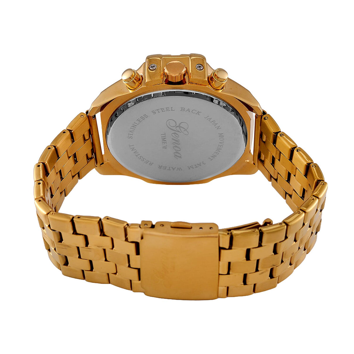 GENOA TIME V2 PE90 Multi-function Movement 3ATM Water Resistant Blue Multi-function Sunshine Dial Watch with Gold Colour Stainless Steel Chain Strap 7810830 7
