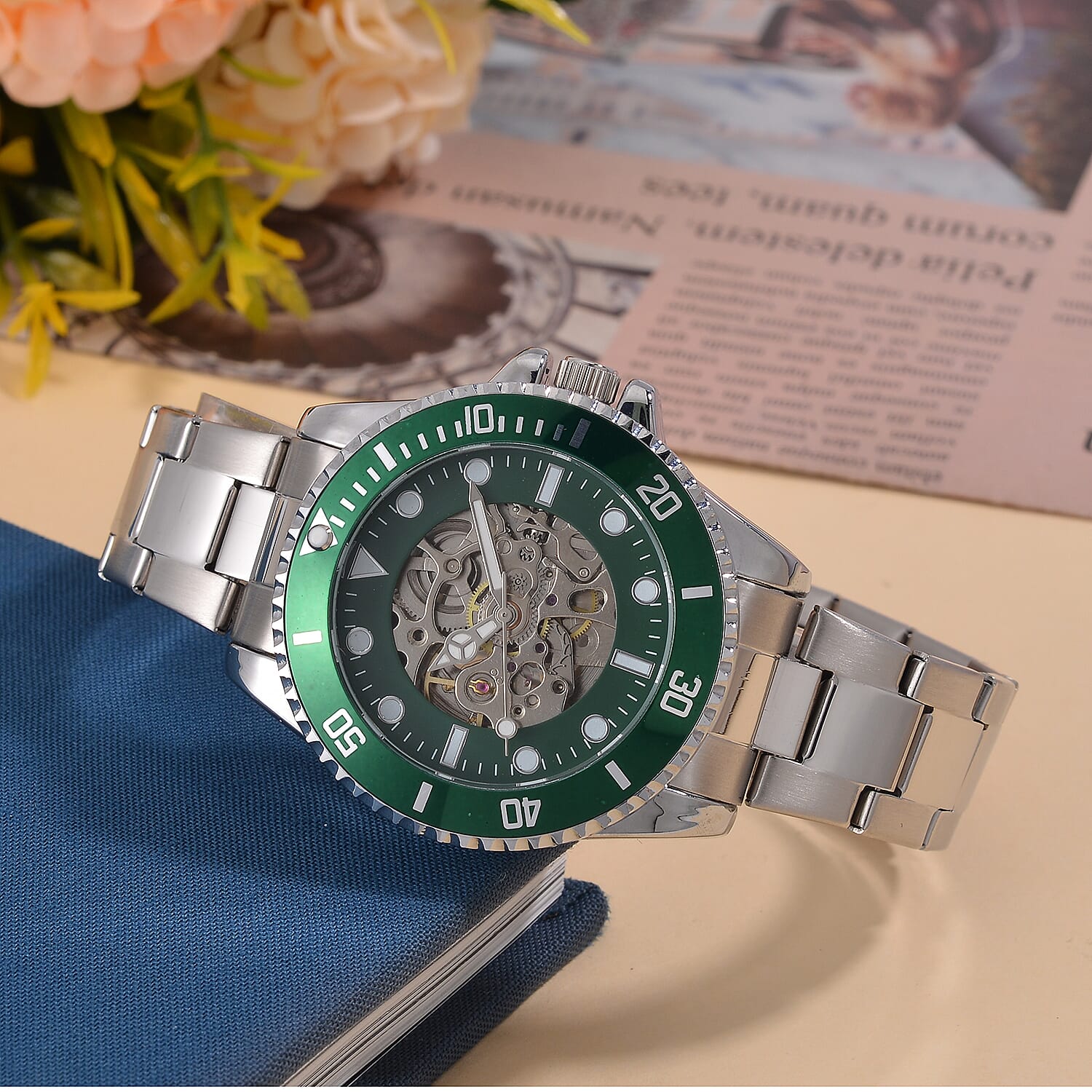 GENOA TIME V2 Automatic Watch with Green Dial and Stainless Steel Strap 7817496 1