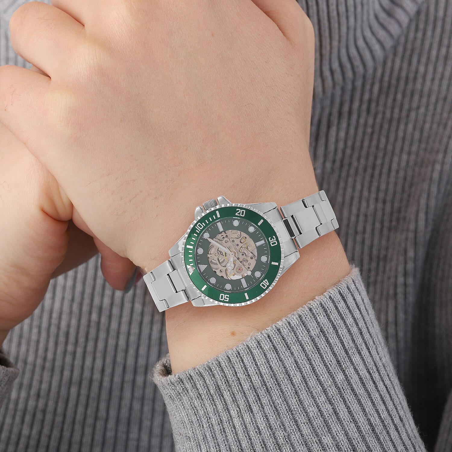GENOA TIME V2 Automatic Watch with Green Dial and Stainless Steel Strap 7817496 2